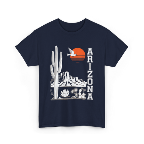 Arizona Desert Cactus Mountain T-Shirt - Navy