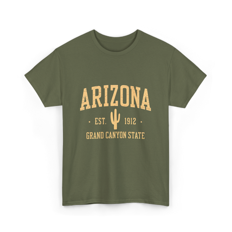 Arizona Grand Canyon State Cactus T-Shirt - Military Green