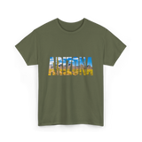 Arizona Nature Cactuses Desert Landscape T-Shirt - Military Green