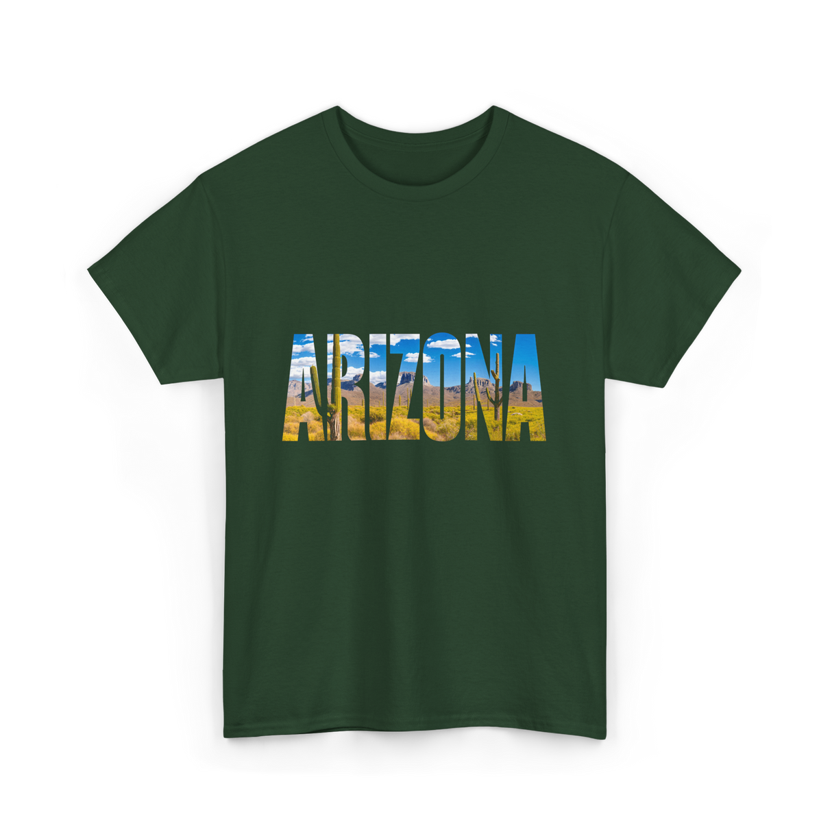 Arizona Nature Cactuses Desert Landscape T-Shirt - Forest Green