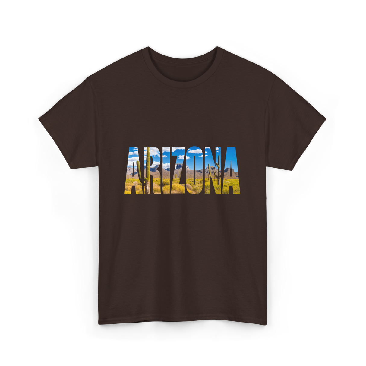 Arizona Nature Cactuses Desert Landscape T-Shirt - Dark Chocolate