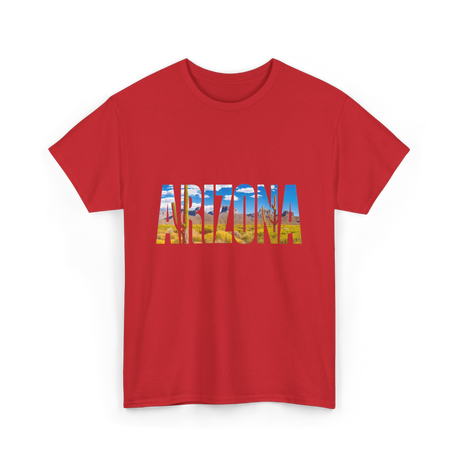 Arizona Nature Cactuses Desert Landscape T-Shirt - Red