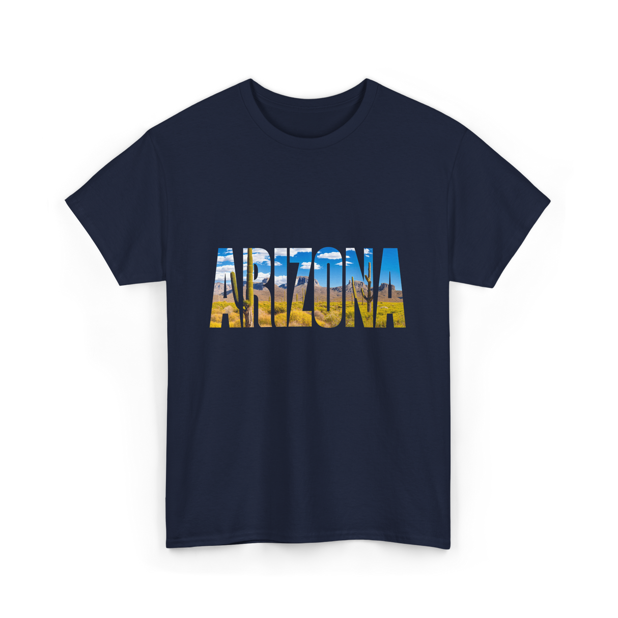 Arizona Nature Cactuses Desert Landscape T-Shirt - Navy