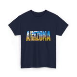 Arizona Nature Cactuses Desert Landscape T-Shirt - Navy