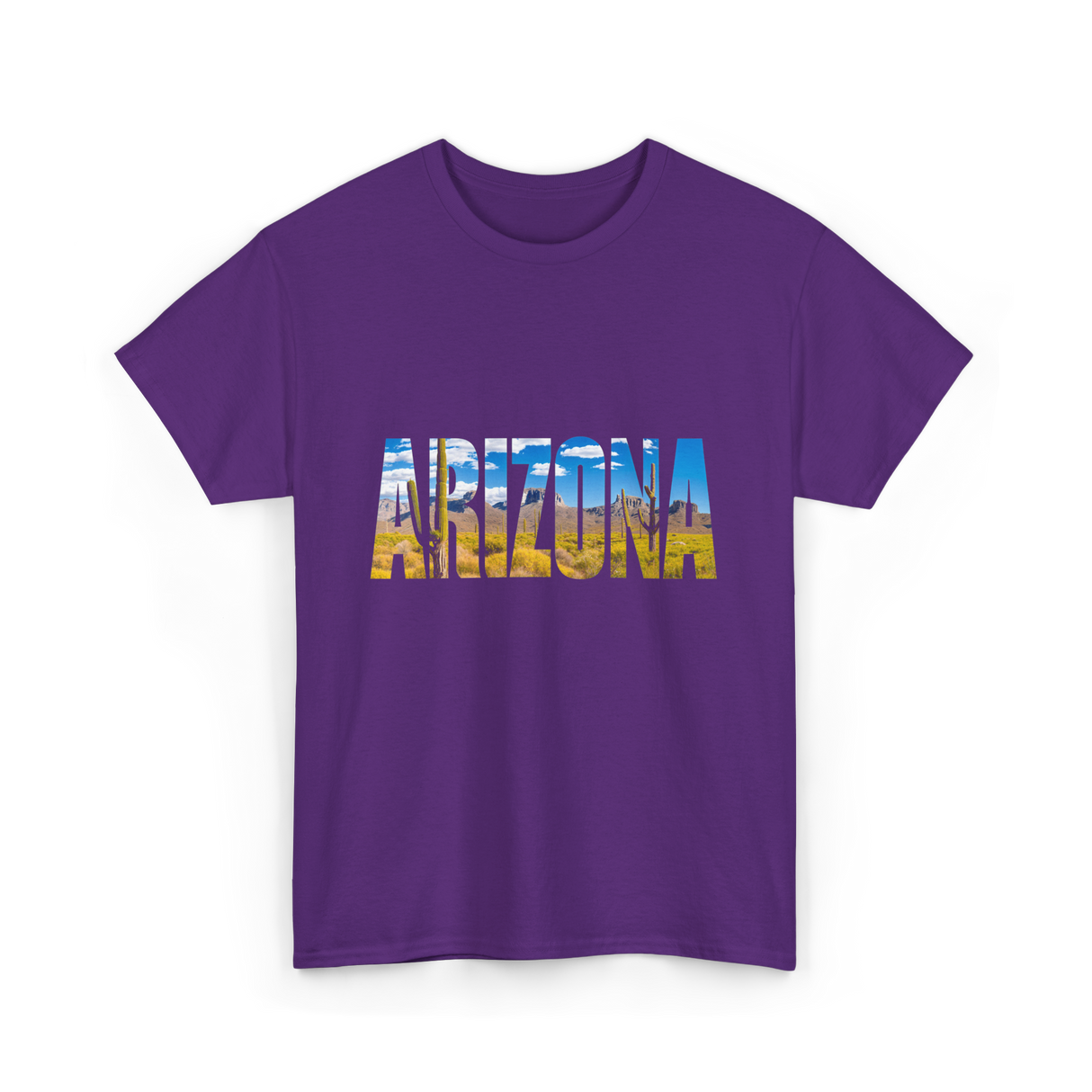 Arizona Nature Cactuses Desert Landscape T-Shirt - Purple