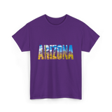 Arizona Nature Cactuses Desert Landscape T-Shirt - Purple