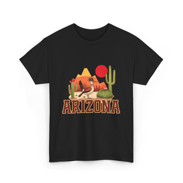 Arizona Roadrunner Desert Cactus T-Shirt - Black
