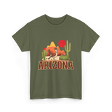 Arizona Roadrunner Desert Cactus T-Shirt - Military Green