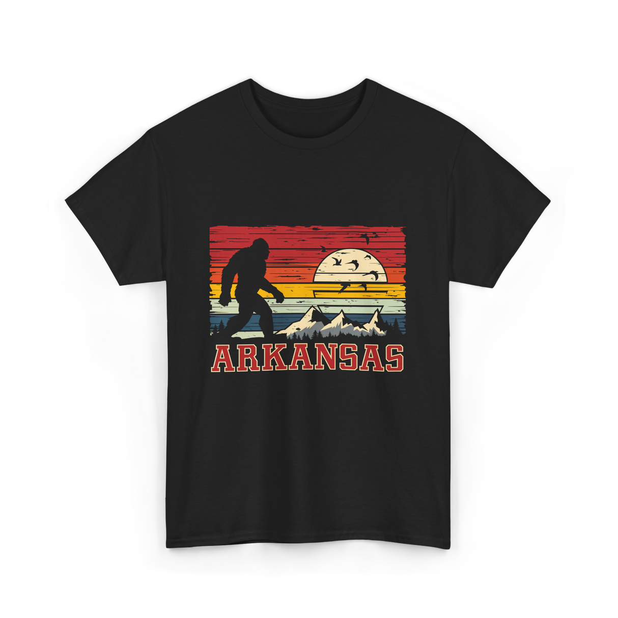 Arkansas Bigfoot Adventure Hiking T-Shirt - Black