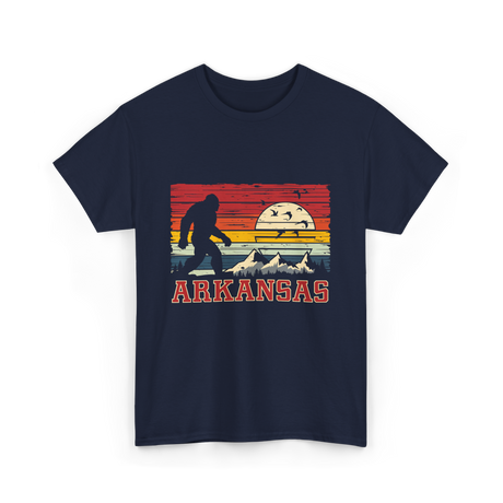 Arkansas Bigfoot Adventure Hiking T-Shirt - Navy