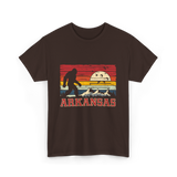 Arkansas Bigfoot Adventure Hiking T-Shirt - Dark Chocolate