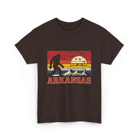 Arkansas Bigfoot Adventure Hiking T-Shirt - Dark Chocolate