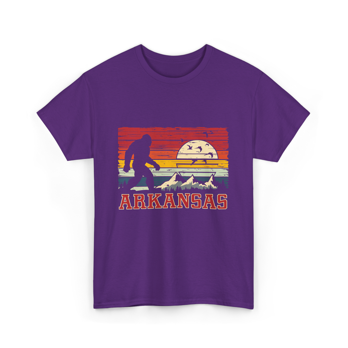 Arkansas Bigfoot Adventure Hiking T-Shirt - Purple