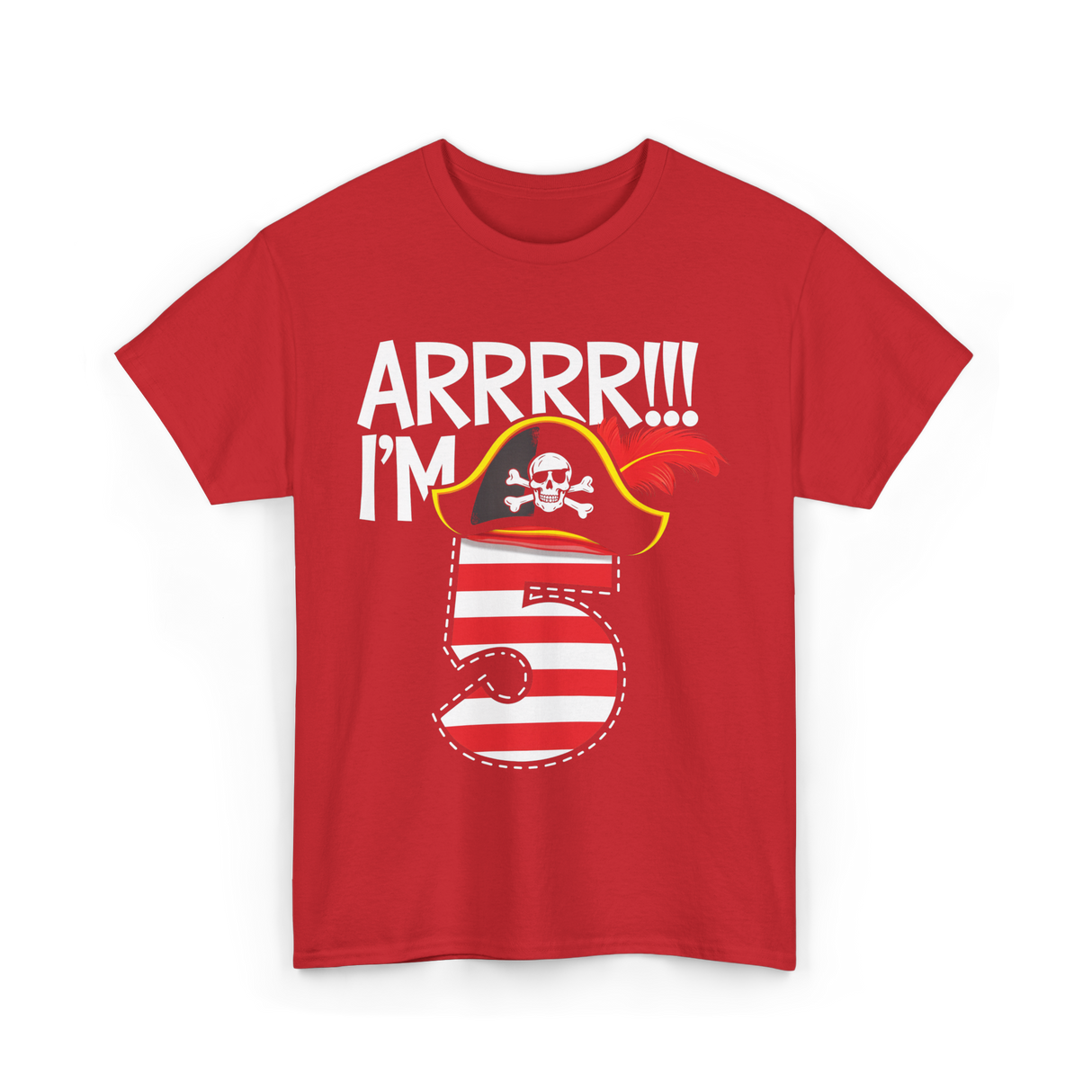 Arrrr I'm 5 Pirate Theme T-Shirt - Red