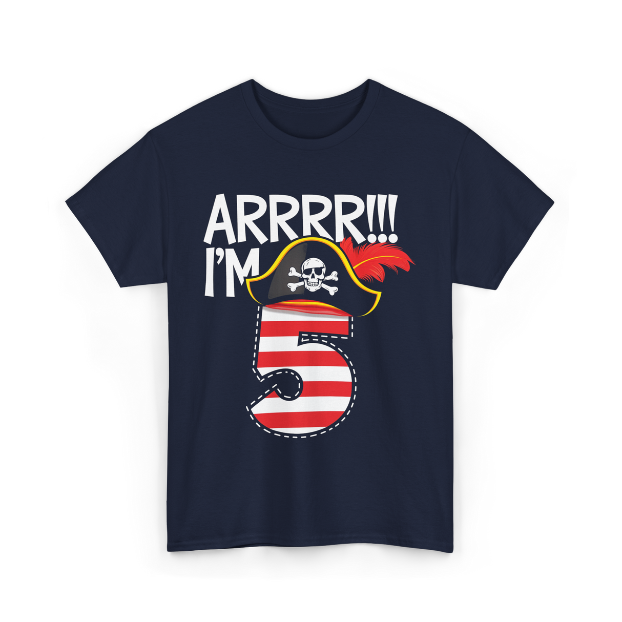 Arrrr I'm 5 Pirate Theme T-Shirt - Navy