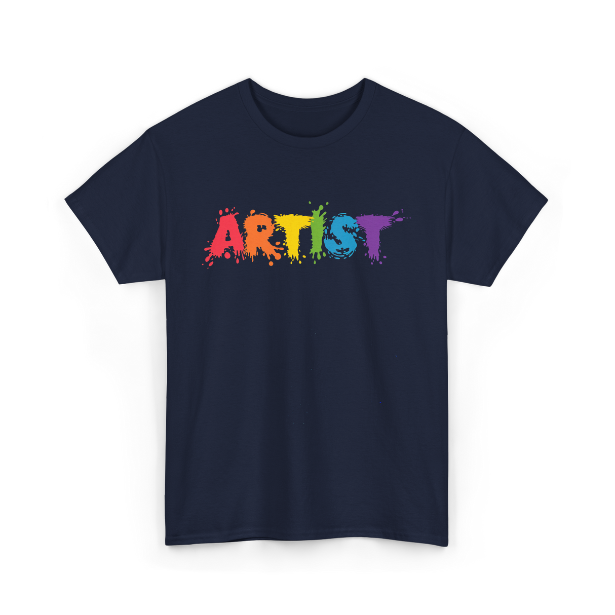 Artist Colorful Paint Splashes Art T-Shirt - Navy