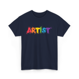 Artist Colorful Paint Splashes Art T-Shirt - Navy