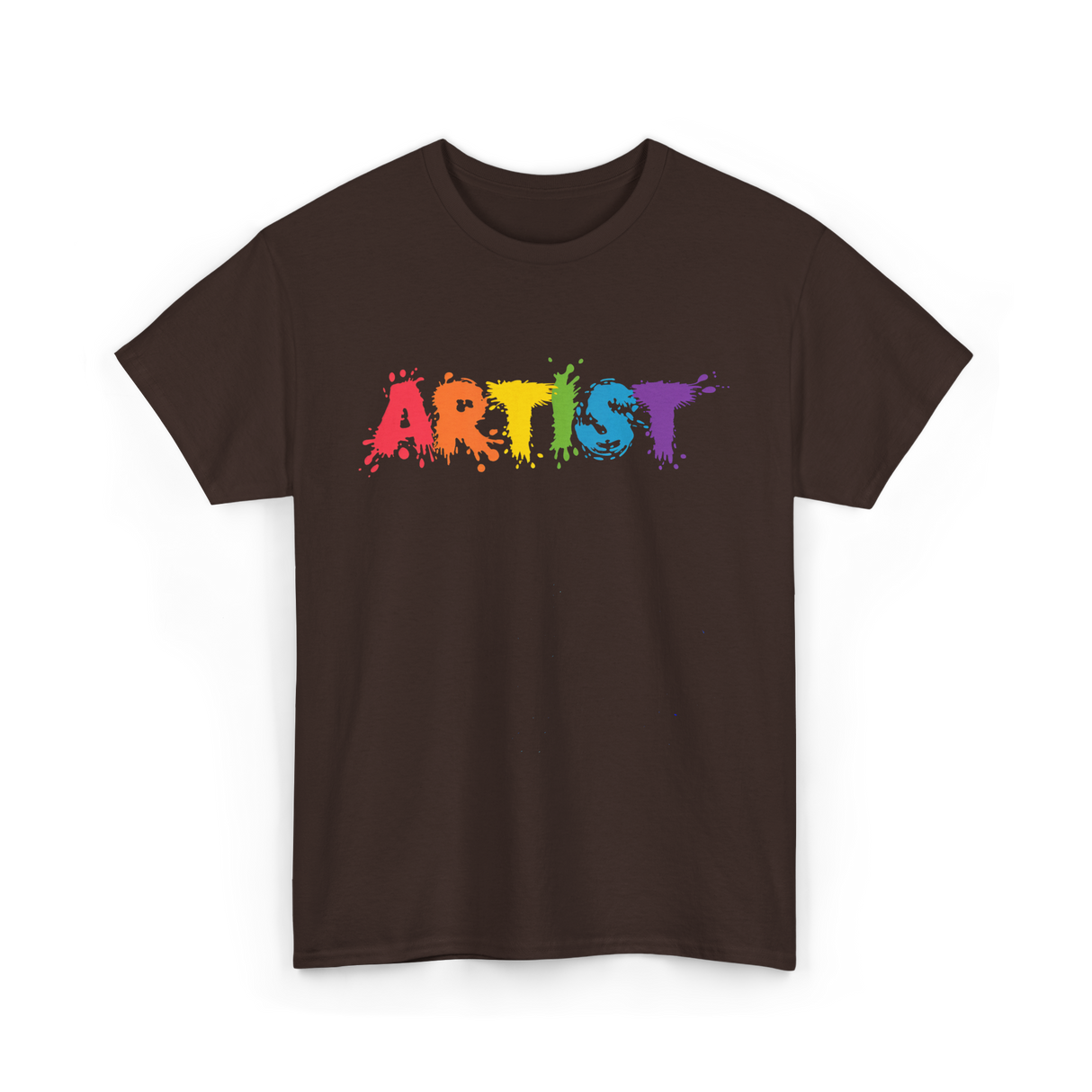 Artist Colorful Paint Splashes Art T-Shirt - Dark Chocolate