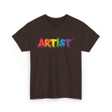 Artist Colorful Paint Splashes Art T-Shirt - Dark Chocolate