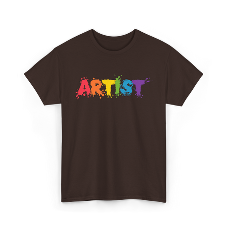 Artist Colorful Paint Splashes Art T-Shirt - Dark Chocolate