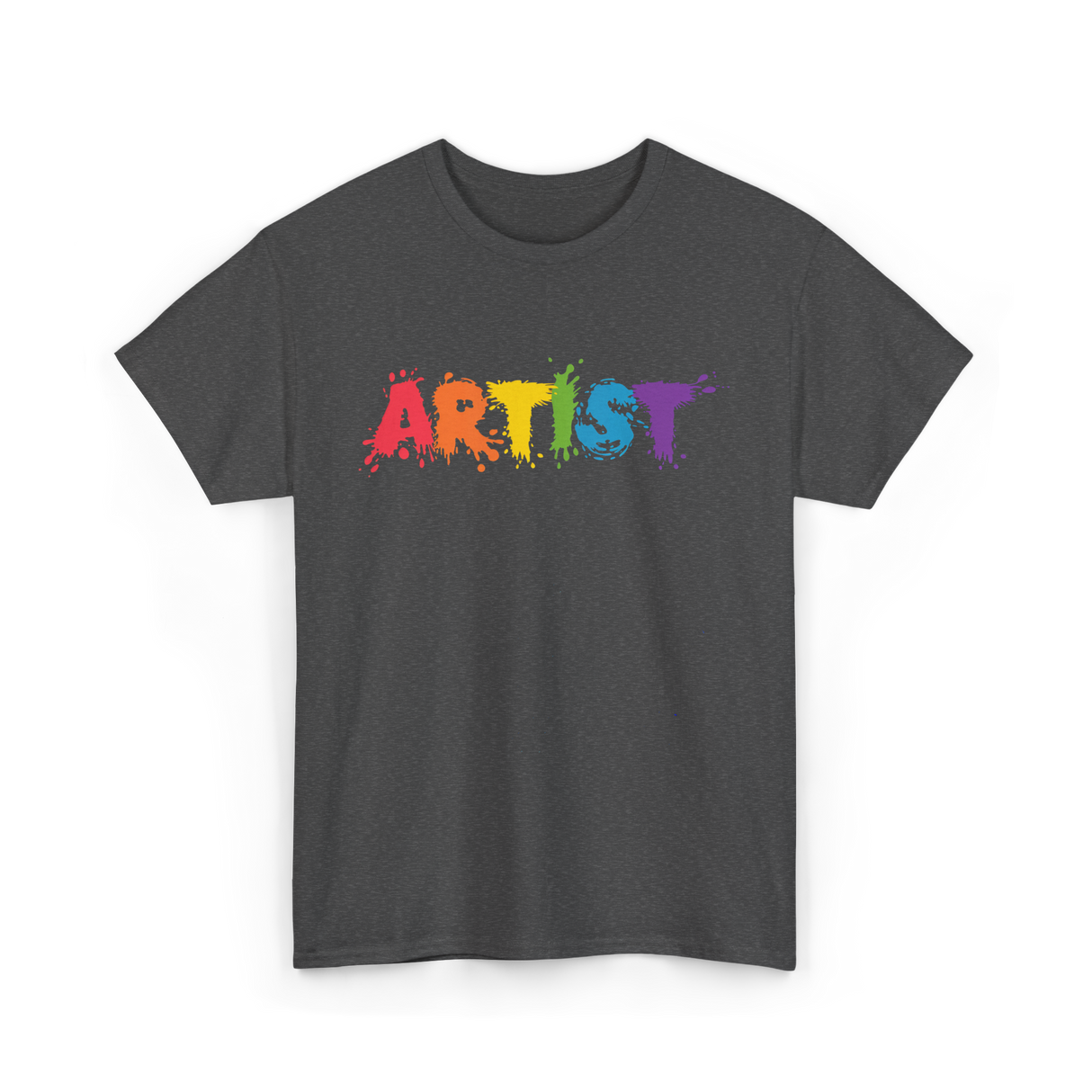 Artist Colorful Paint Splashes Art T-Shirt - Dark Heather