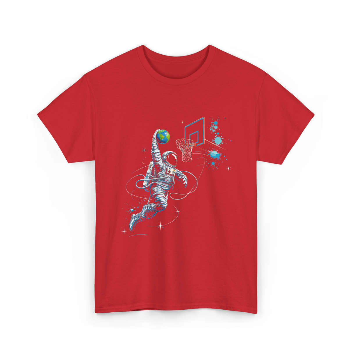 Astronaut Basketball Space Sports T-Shirt - Red