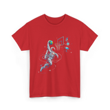 Astronaut Basketball Space Sports T-Shirt - Red