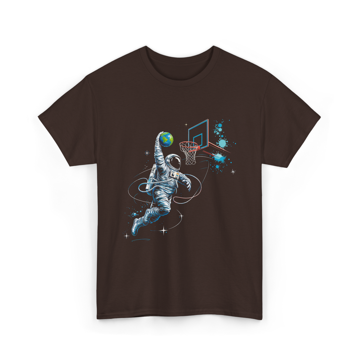 Astronaut Basketball Space Sports T-Shirt - Dark Chocolate