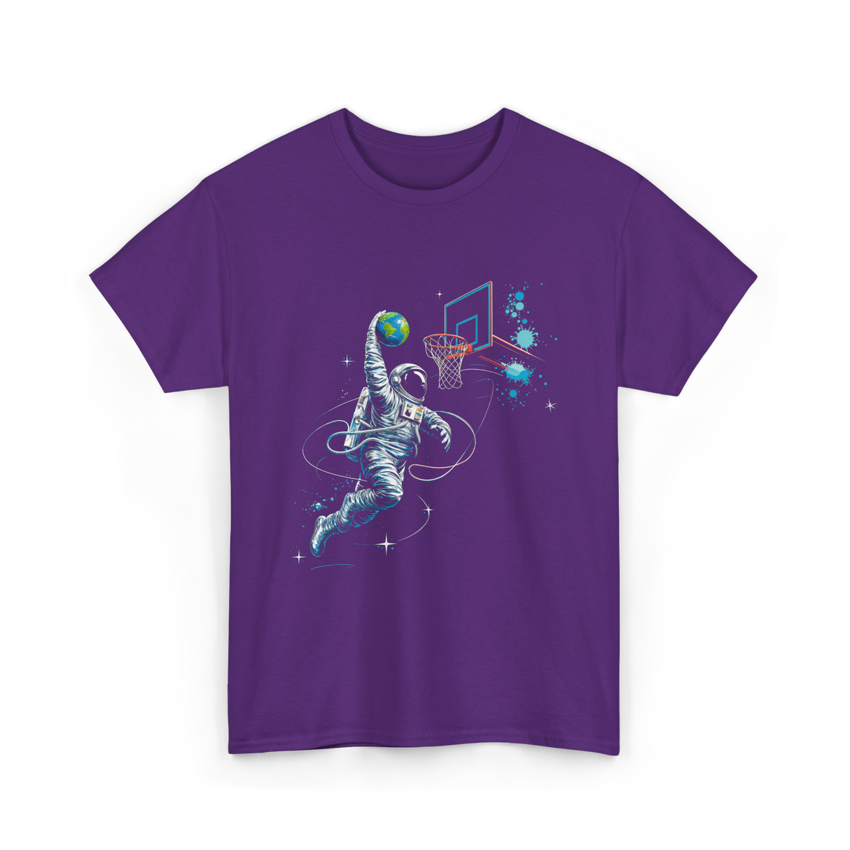 Astronaut Basketball Space Sports T-Shirt - Purple