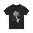 Astronaut Holding Planets Space Kids T-Shirt - Black