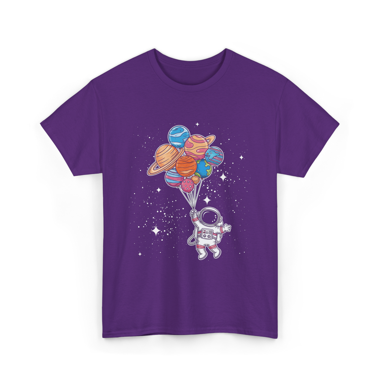 Astronaut Holding Planets Space Kids T-Shirt - Purple