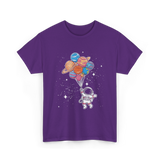 Astronaut Holding Planets Space Kids T-Shirt - Purple