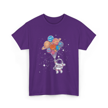 Astronaut Holding Planets Space Kids T-Shirt - Purple