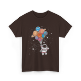 Astronaut Holding Planets Space Kids T-Shirt - Dark Chocolate