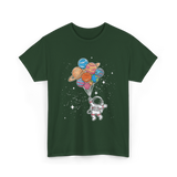 Astronaut Holding Planets Space Kids T-Shirt - Forest Green