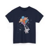 Astronaut Holding Planets Space Kids T-Shirt - Navy