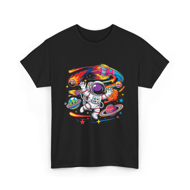 Astronaut in Outer Space T-Shirt - Black