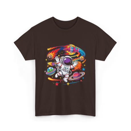 Astronaut in Outer Space T-Shirt - Dark Chocolate