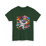 Astronaut in Outer Space T-Shirt - Forest Green