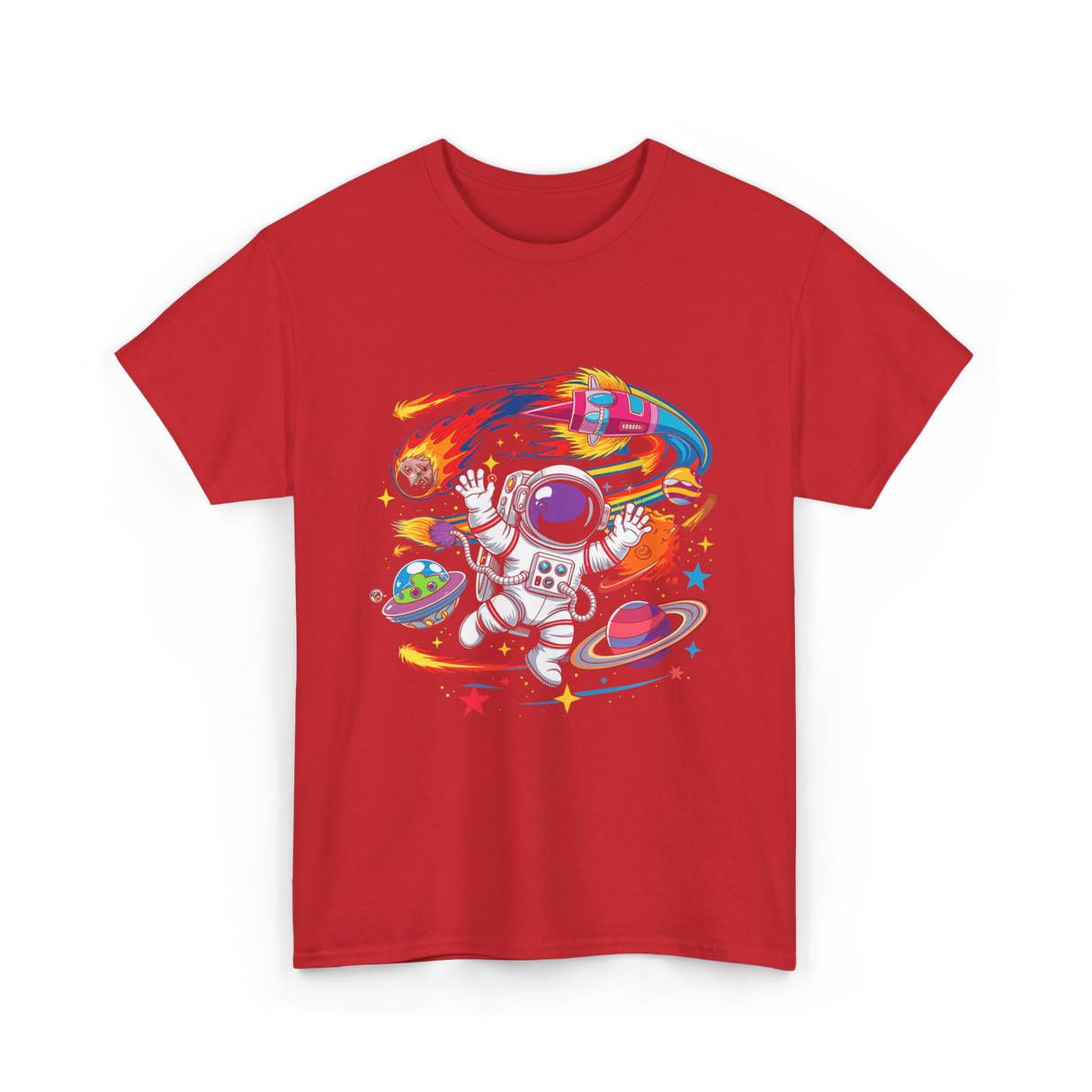 Astronaut in Outer Space T-Shirt - Red