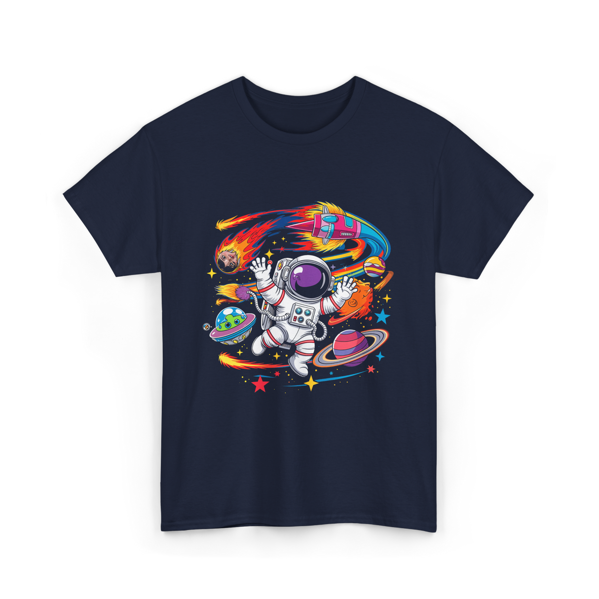 Astronaut in Outer Space T-Shirt - Navy