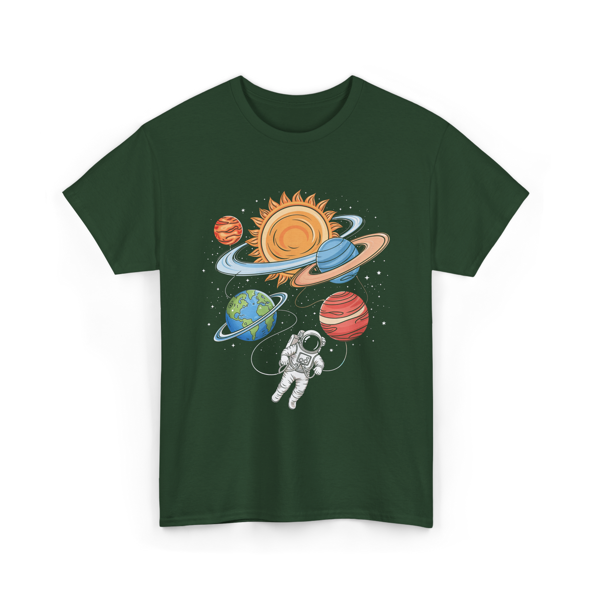 Astronaut in Space Astronomy T-Shirt - Forest Green