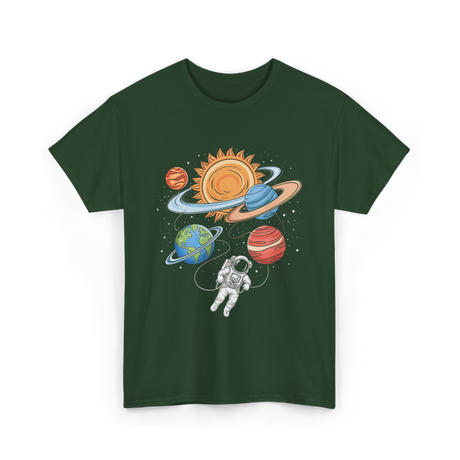 Astronaut in Space Astronomy T-Shirt - Forest Green