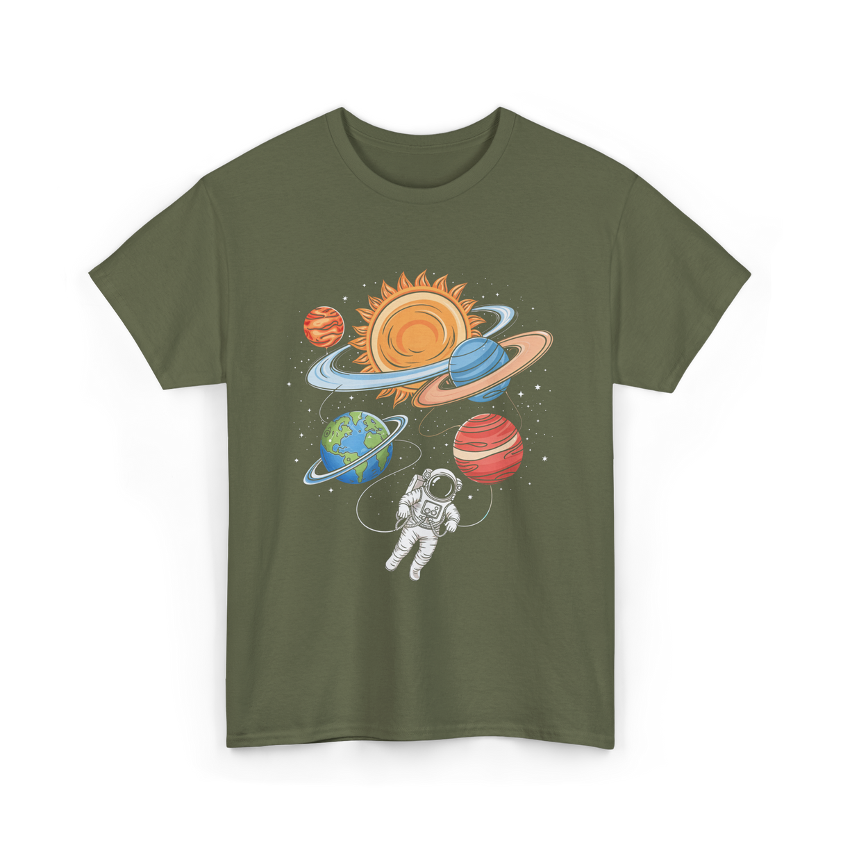 Astronaut in Space Astronomy T-Shirt - Military Green