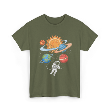 Astronaut in Space Astronomy T-Shirt - Military Green