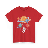 Astronaut in Space Astronomy T-Shirt - Red