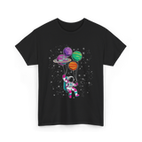 Astronaut Planet Balloons Kids T-Shirt - Black