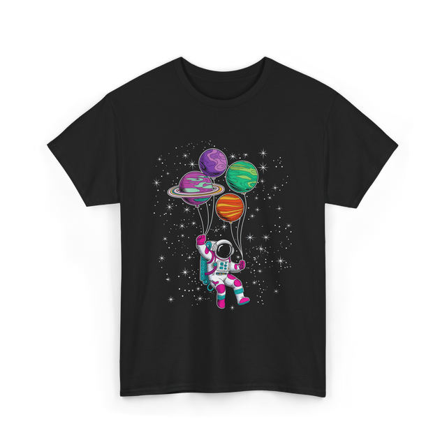 Astronaut Planet Balloons Kids T-Shirt - Black