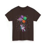 Astronaut Planet Balloons Kids T-Shirt - Dark Chocolate