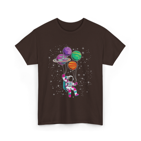 Astronaut Planet Balloons Kids T-Shirt - Dark Chocolate